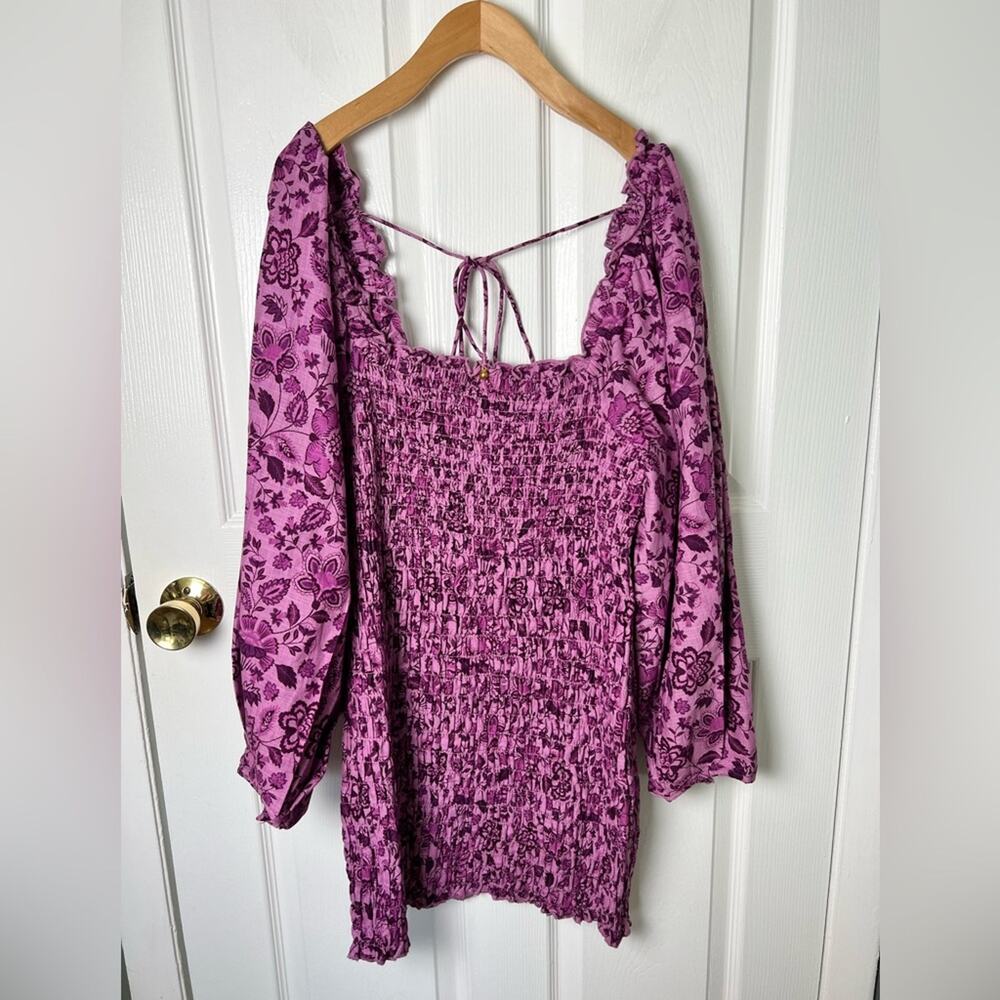 Free People Smock It To Me Mini Dress L Azalea Combo - Picture 2 of 9